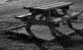 Black and white picnic table
